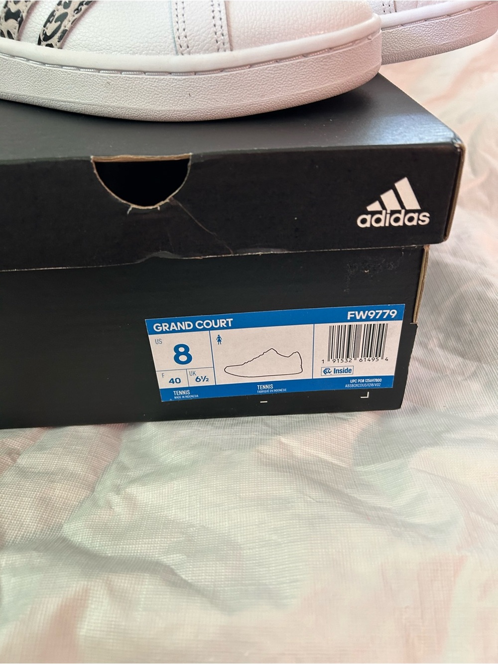 New Adidas Grand Court Sneakers with Black Leopard Stripe - Picture 6 of 7
